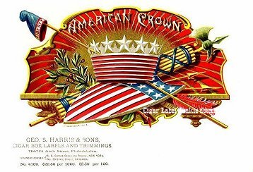 Am Crown cigar box label