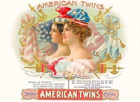 American Twins cigar box label
