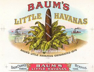 Baums cigar box label