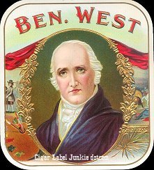 Ben West cigar box label