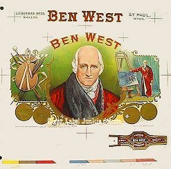 Ben West cigar box label