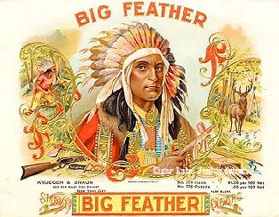 Big Feather cigar box label
