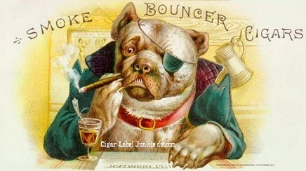 Bouncer advertisement card- cigar box label
