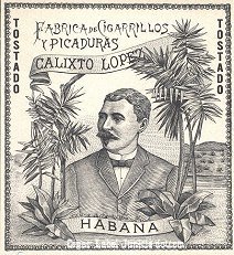 Calixto Lopez crop cigar label