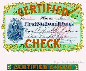 Certified Ckeck cigar box label