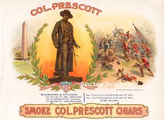 Col. Prescott cigar box label