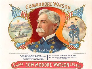 Commodore Watson cigar box label