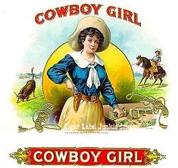 Cowboy Girl cigar box label