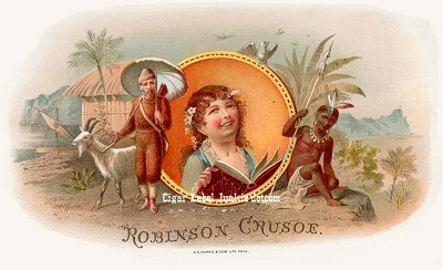 Robinson Crusoe cigar box label