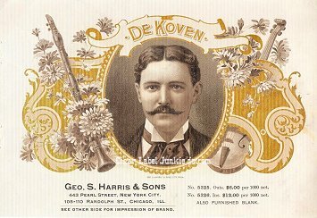 De Koven cigar box label