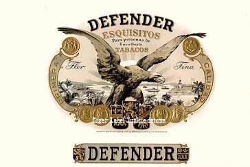 Defender cigar box label