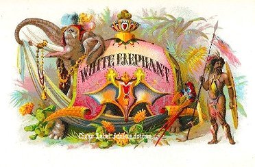 White Elephant- cigar box label