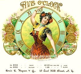 Five O'clock cigar box label