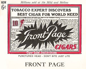 Front Page cigar box label