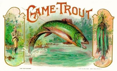 Game Trout cigar box label