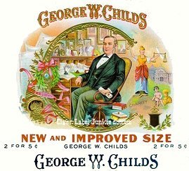 George W Childs cigar box label