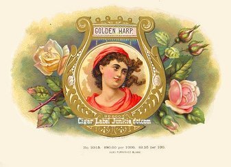 Golden Harp cigar box label