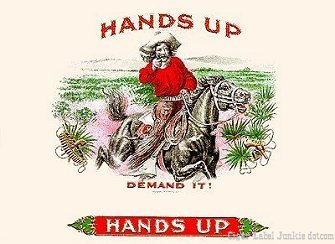 Hands Up cigar box label