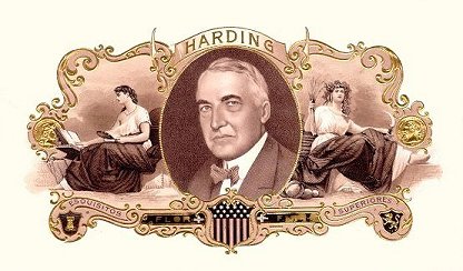 Harding cigar box label