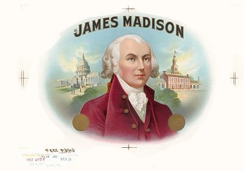 James Madison cigar box label