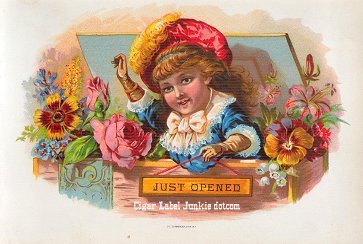 Just Opened cigar box label