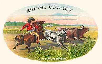 Kid Cowboy cigar box label