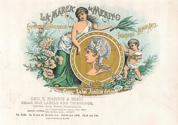 La Marca Merito cigar box label