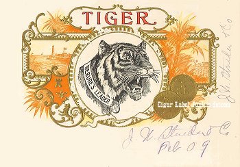 Tiger- cigar box label
