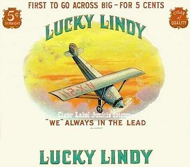 Lucky Lindy cigar box label