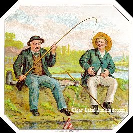 Men Fishing- cigar box label