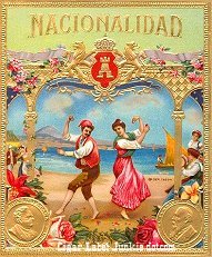 Nacionalidad cigar box label