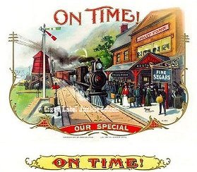 On Time cigar box label