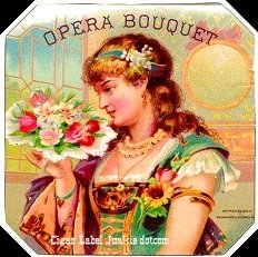 Opera Bouquet cigar box label