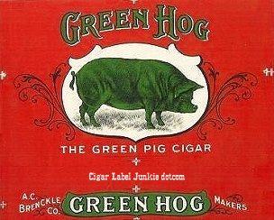 Green Hog- cigar box label