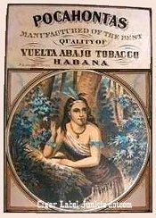Pocahontas old version cigar box label