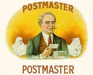 Postmaster cigar box label