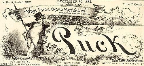 Puck - 1882- cigar box label