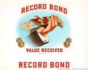 Record Bond cigar box label