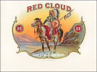 bb red cloud inner cigar label