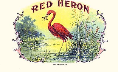 Red Heron - cigar box label