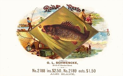Rod & Reel cigar box label