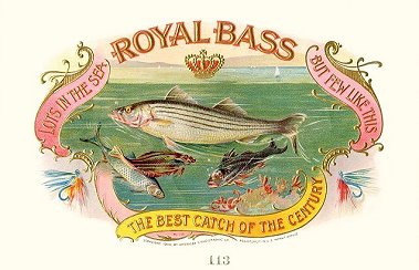 Royal Bass cigar box label
