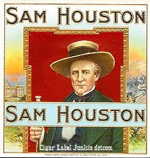 Sam Houston cigar box label