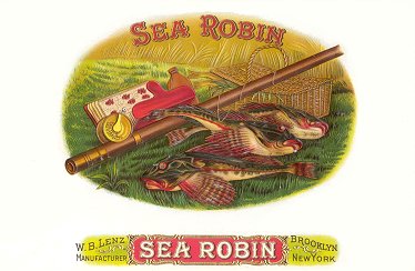 fishing theme cigar label