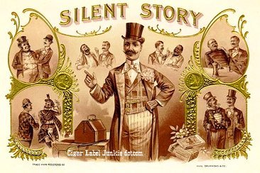 Silent Story cigar box label