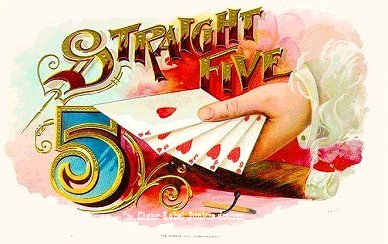 Straight Five cigar box label
