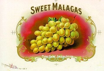 Sweet Malagas cigar box label