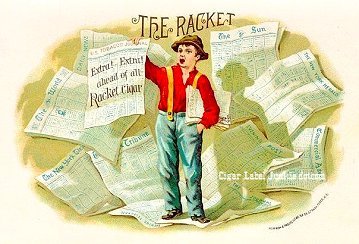 The Racket cigar box label