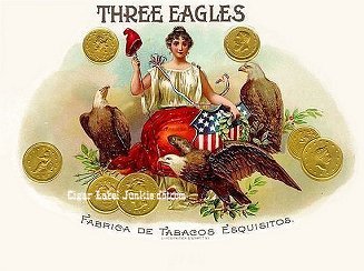 Three Eagles cigar box label