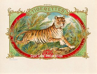 Tigerettes- cigar box label